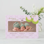 Erbsen in einem Pod All Girl Triplets Geburtsankün Einladung (Stehend Vorderseite)