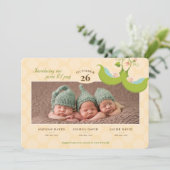 Erbsen in einem Pod Alle Jungen verdreifacht Gebur Einladung (Stehend Vorderseite)