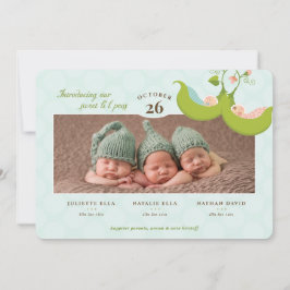 Erbsen in einem Pod Boy Girl Triplets Geburtsankün Einladung