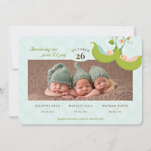 Erbsen in einem Pod Boy Girl Triplets Geburtsankün Einladung