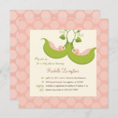 Erbsen in einem Pod Girl Twins Kinderdusche Einlad Einladung (Vorne/Hinten)