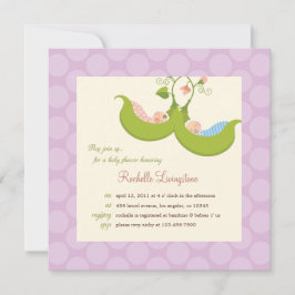 Erbsen in einem Pod Twin Boy Girl Baby Shower Einl Einladung