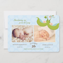 Erbsen in einem Pod Twin Boys 2 Bilder Geburtsankü Einladung