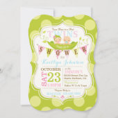 Erbsen in einem Pod Twins Baby Dusche Einladung (Vorderseite)