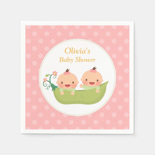 Erbsen in einer Pod Twin Girls Babydusche Serviette (Vorderseite)