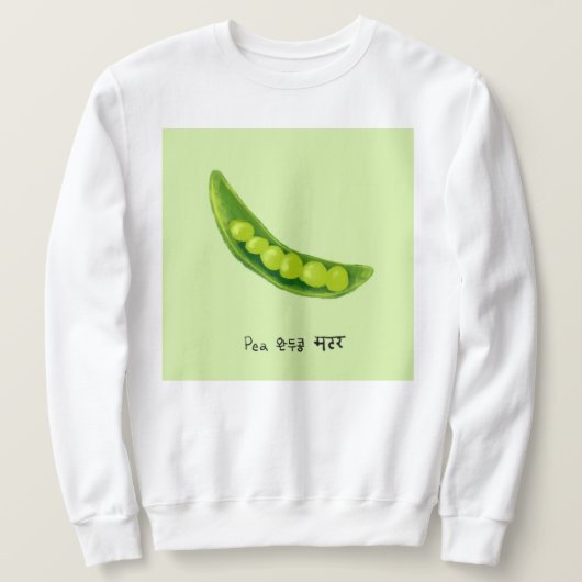 Erbsen in Englisch, Koreanisch, Hindi Sweatshirt (Design vorne)
