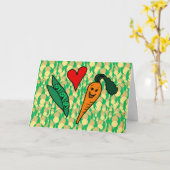 Erbsen-Liebe-Karotten, niedlicher grüner und Karte (Gelbe Blume)