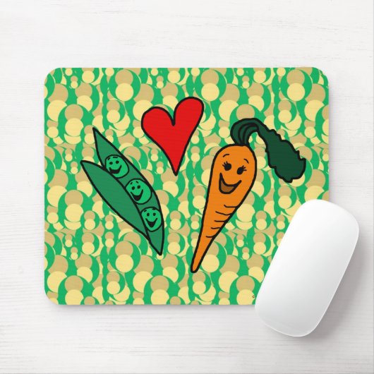 Erbsen-Liebe-Karotten, niedlicher grüner und Mousepad (Mit Mouse)