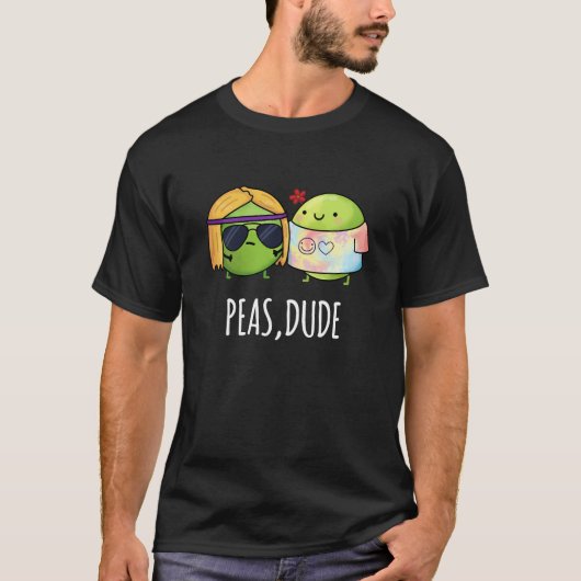 Erbsen Typ Funny Hippie Pea Pun Dark BG T-Shirt (Vorderseite)