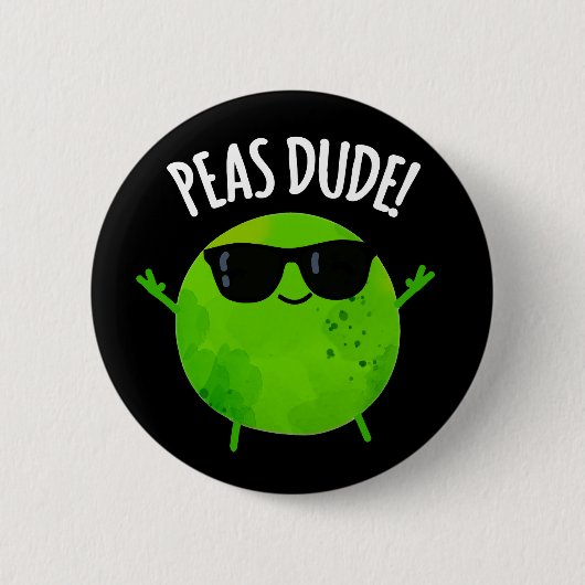 Erbsen Typ Funny Veggie Pea Pun Dark BG Button (Vorderseite)