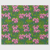 Erbsen und Hummeln, grün und rosa Geschenkpapier (Flach)