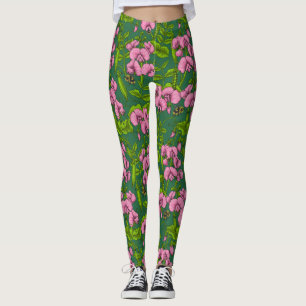 Erbsen und Hummeln, grün und rosa Leggings