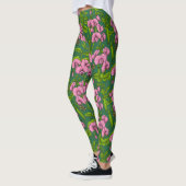 Erbsen und Hummeln, grün und rosa Leggings (Links)