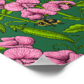 Erbsen und Hummeln, grün und rosa Poster (Ecke)