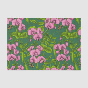 Erbsen und Hummeln, grün und rosa Seidenpapier