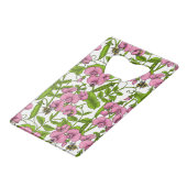 Erbsen und Hummeln, süß, rosa, grün und weiß Geldbeutel Flaschenöffner (Rückseite Schrägansicht)