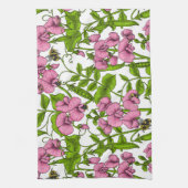 Erbsen und Hummeln, süß, rosa, grün und weiß Geschirrtuch (Vertikal)
