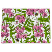 Erbsen und Hummeln, süß, rosa, grün und weiß Große Geschenktüte (Vorderseite)