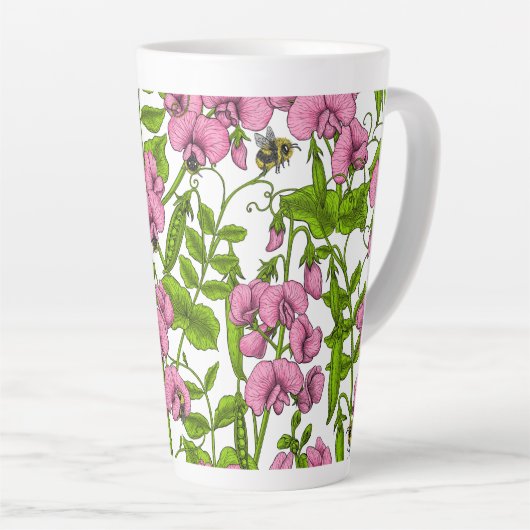 Erbsen und Hummeln, süß, rosa, grün und weiß Milchtasse (Rechte Ecke)