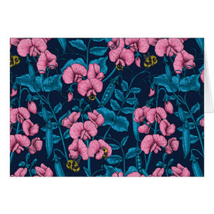 Erbsen und Hummeln, süß, rosa und blau