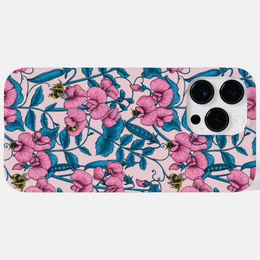 Erbsen und Hummeln, süß, rosa und blau Case-Mate iPhone Hülle (Rückseite (Horizontal))