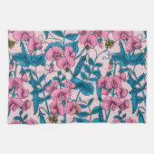 Erbsen und Hummeln, süß, rosa und blau Geschirrtuch (Horizontal)