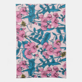 Erbsen und Hummeln, süß, rosa und blau Geschirrtuch (Vertikal)