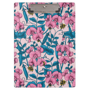 Erbsen und Hummeln, süß, rosa und blau Klemmbrett