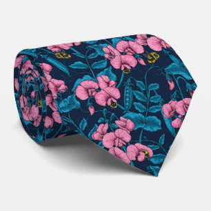 Erbsen und Hummeln, süß, rosa und blau Krawatte