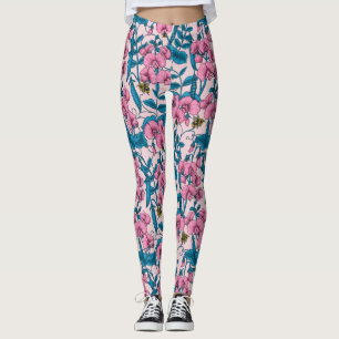 Erbsen und Hummeln, süß, rosa und blau Leggings