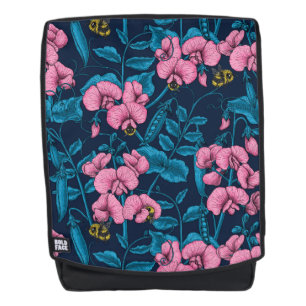 Erbsen und Hummeln, süß, rosa und blau Rucksack