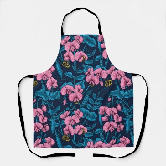 Erbsen und Hummeln, süß, rosa und blau Schürze (Vorderseite)