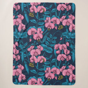 Erbsen und Hummeln, süß, rosa und blau Sherpadecke