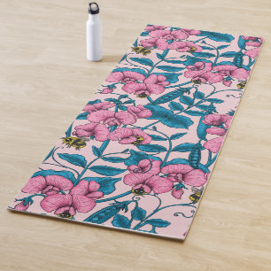 Erbsen und Hummeln, süß, rosa und blau Yogamatte