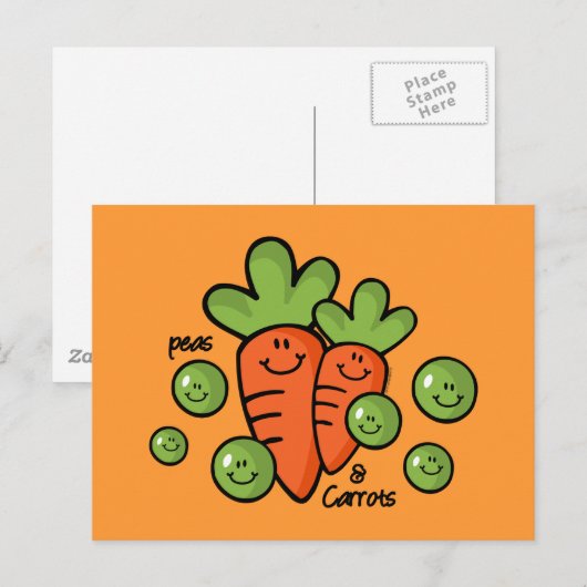 Erbsen und Karotten Postkarte (Vorne/Hinten)