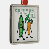 Erbsen und Karotten Silbernes Ornament (Rechts)