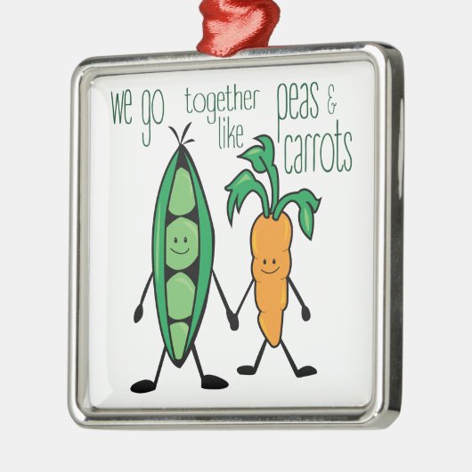 Erbsen und Karotten Silbernes Ornament (Links)