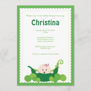 Erbsenhülse-Baby-Babyparty-Einladung Einladung