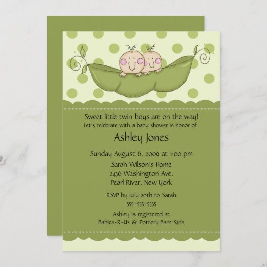 Erbsenhülse-Doppeljungen-oder Einladung (Vorne/Hinten)