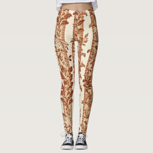 Erbstück-Henne-Blumenstreifen-Toile-Muster Leggings