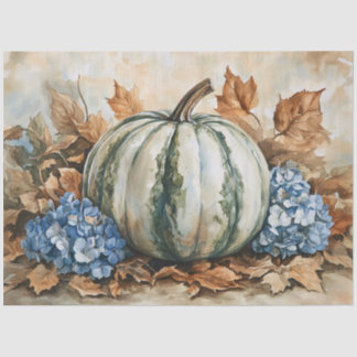 Erbstück-Kürbis Blaue Hortensie Seidenpapier