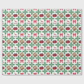 Erbstück-Stechpalmen-Patchwork-Foto-Weihnachten Geschenkpapier (Flach)
