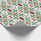 Erbstück-Stechpalmen-Patchwork-Foto-Weihnachten Geschenkpapier (Ecke)