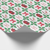Erbstück-Stechpalmen-Patchwork-Weihnachten Geschenkpapier (Ecke)