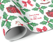 Erbstück-Stechpalmen-Patchwork-Weihnachten Geschenkpapier (Rolleneckpunkt)