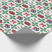 Erbstück-Stechpalmen-Patchwork-Weihnachtsfest Geschenkpapier (Ecke)