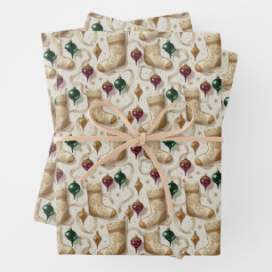 Erbstücke Weihnachtsstrümpfe aus weichem Material Geschenkpapier Set