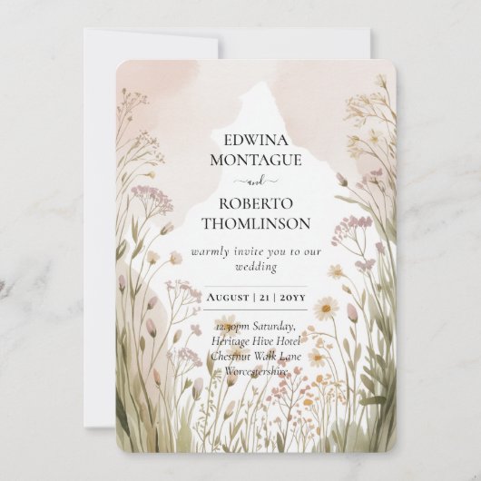 Erbswildblumenwiese Hochzeit Einladung (Vorderseite)