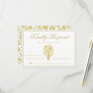 Erbvase Klassisches Gold Elfenbein Hochzeit RSVP Karte