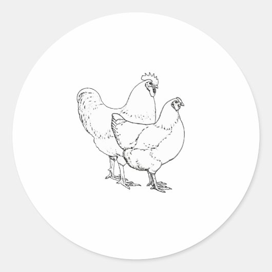 Erbzucht-Hühner - Hahn und Henne Runder Aufkleber (Vorderseite)
